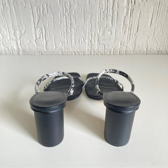 Express Black Square Toe Slip On Heeled Sandals Size 8.5 - Picture 5 of 12